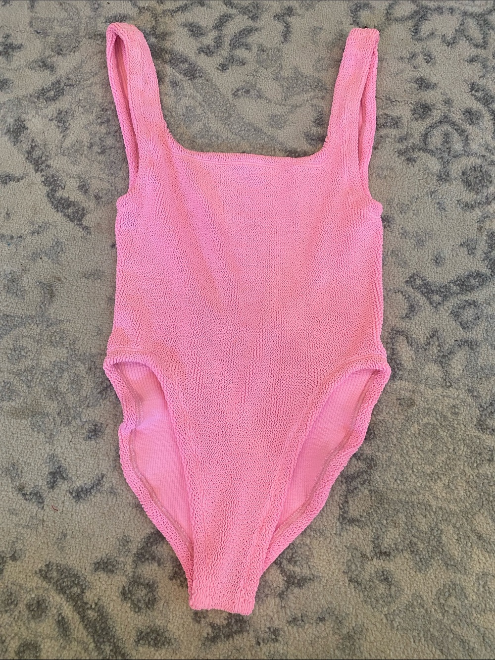 Hunza G Pink Textured One-Piece Swimsuit